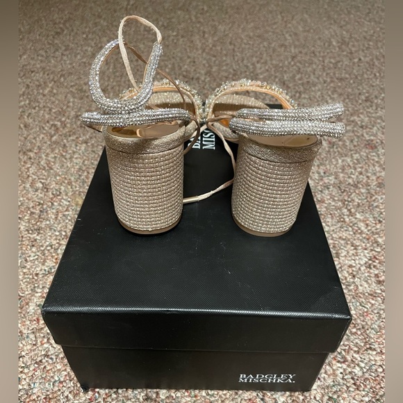 Badgely Mischka Jeweled Kay Heel in Pale Gold - Picture 8 of 12